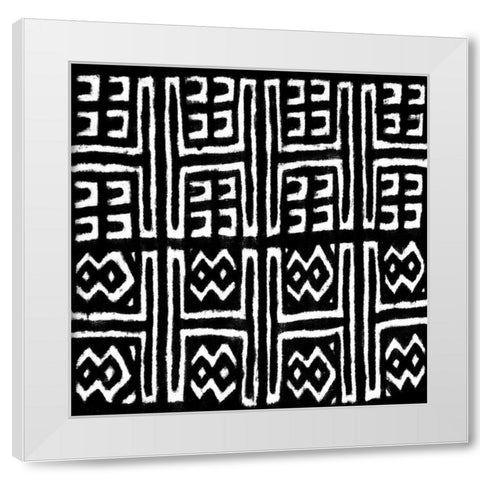 Mudcloth Black VII White Modern Wood Framed Art Print by Roberts, Ellie