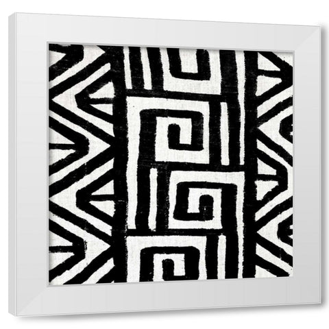 Mudcloth Black VIII White Modern Wood Framed Art Print by Roberts, Ellie