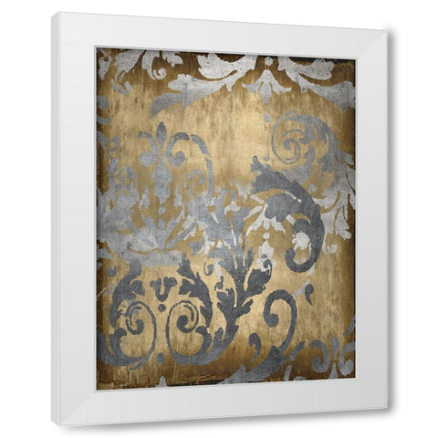Damask in Gold I White Modern Wood Framed Art Print by Roberts, Ellie