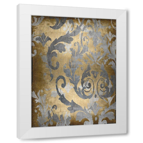 Damask in Gold II White Modern Wood Framed Art Print by Roberts, Ellie