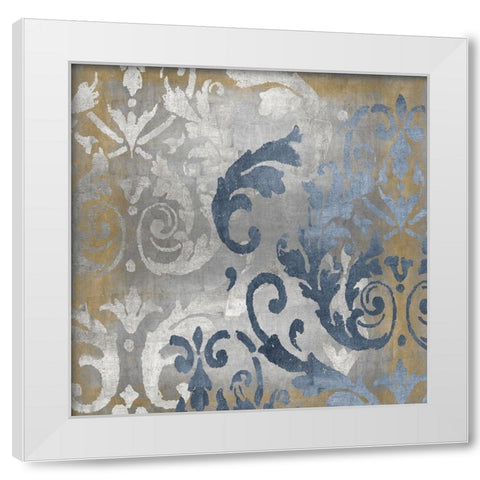 Damask in Silver and Gold I White Modern Wood Framed Art Print by Roberts, Ellie
