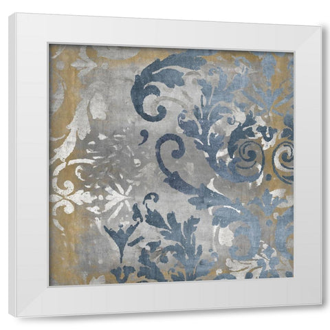 Damask in Silver and Gold II White Modern Wood Framed Art Print by Roberts, Ellie