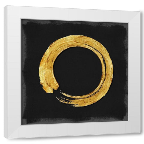 Gold Zen Circle on Black I White Modern Wood Framed Art Print by Roberts, Ellie