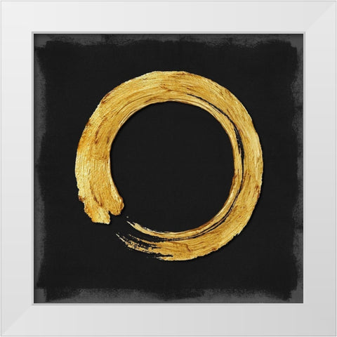 Gold Zen Circle on Black I White Modern Wood Framed Art Print by Roberts, Ellie
