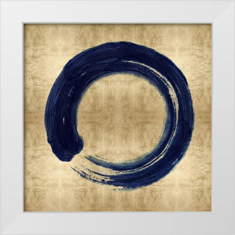 Blue Zen Circle on Gold I White Modern Wood Framed Art Print by Roberts, Ellie