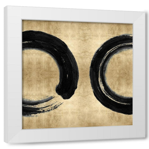 Black Zen Circle on Gold II White Modern Wood Framed Art Print by Roberts, Ellie