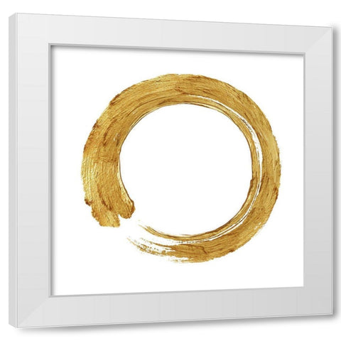 Gold Zen Circle on White I White Modern Wood Framed Art Print by Roberts, Ellie