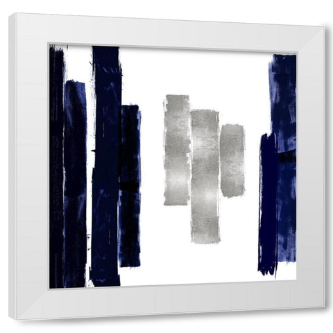 Vertical Blue and Silver II White Modern Wood Framed Art Print by Roberts, Ellie