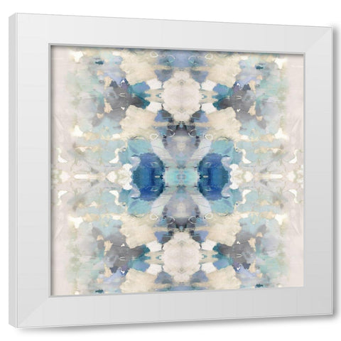 Resonate Blue and Aqua White Modern Wood Framed Art Print by Blake, Madeline