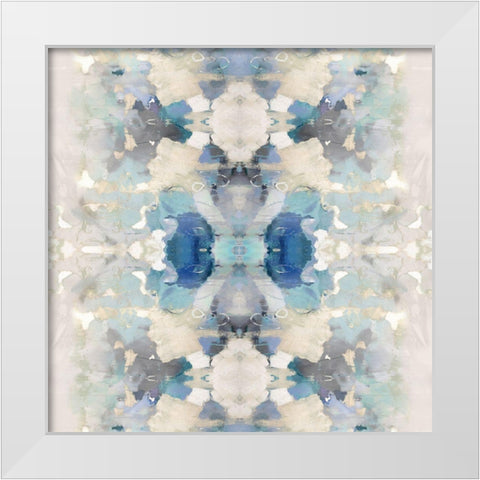 Resonate Blue and Aqua White Modern Wood Framed Art Print by Blake, Madeline
