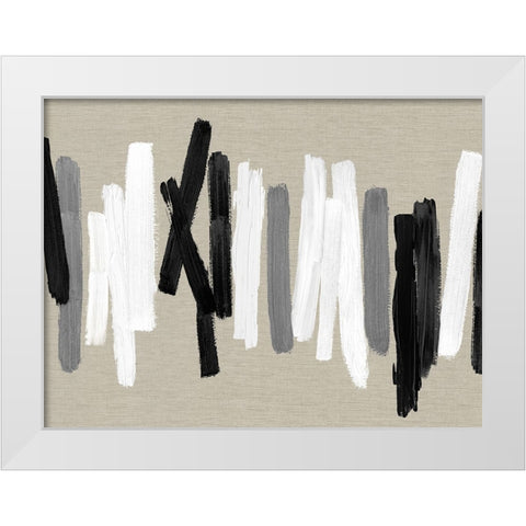 Strokes Black and White White Modern Wood Framed Art Print by Roberts, Ellie
