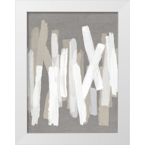 Strokes Neutral III White Modern Wood Framed Art Print by Roberts, Ellie