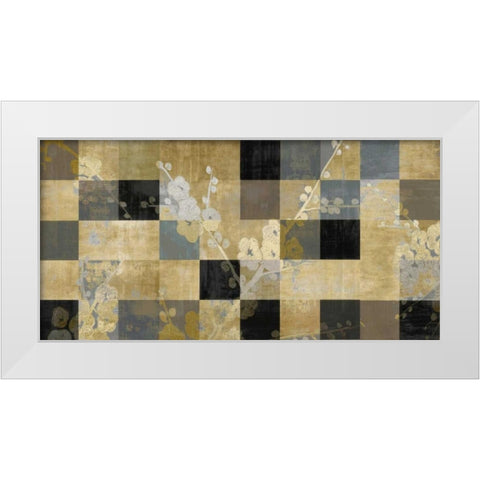 Blossoms In Gold White Modern Wood Framed Art Print by Lange, Erin