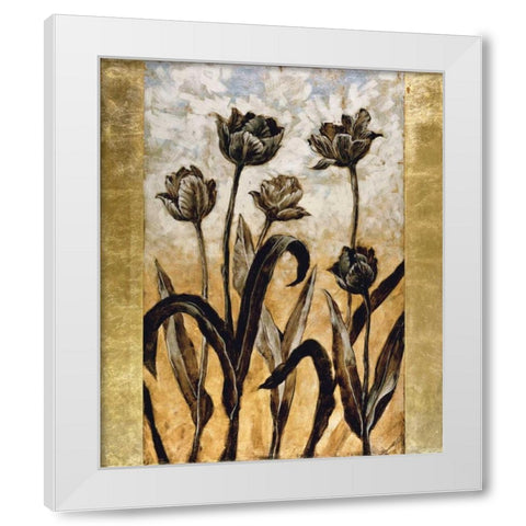 Tulip Silhouette White Modern Wood Framed Art Print by Lange, Erin