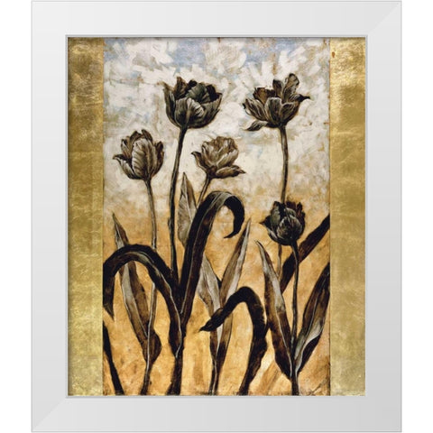 Tulip Silhouette White Modern Wood Framed Art Print by Lange, Erin