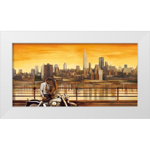 Lovers in New York White Modern Wood Framed Art Print by Rovere, Edoardo