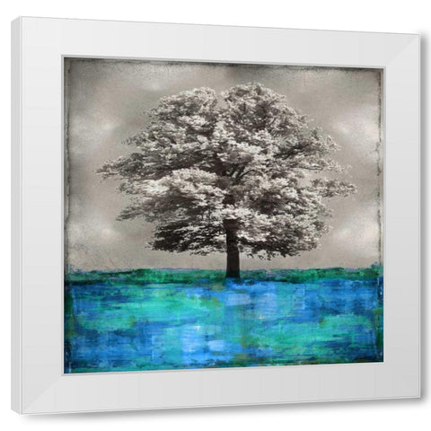 Stately - Blue on Silver White Modern Wood Framed Art Print by Turner, Eric