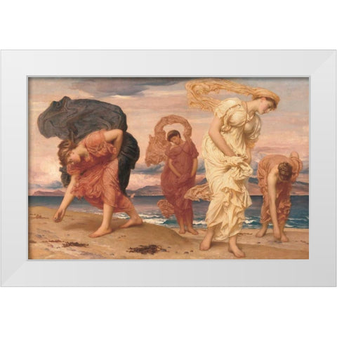 By the Sea White Modern Wood Framed Art Print by Leighton, Frederic