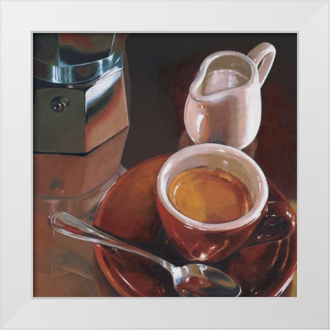 Caffe del mattino White Modern Wood Framed Art Print by Landi, Federico
