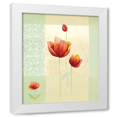 Tulipes et coquelicots I White Modern Wood Framed Art Print by Boulez, Genevieve