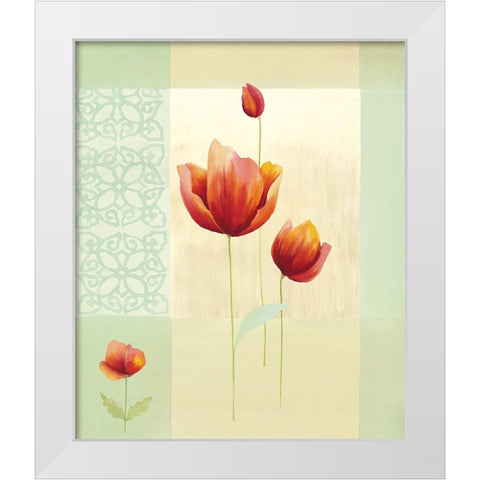 Tulipes et coquelicots I White Modern Wood Framed Art Print by Boulez, Genevieve