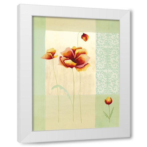 Tulipes et coquelicots II White Modern Wood Framed Art Print by Boulez, Genevieve