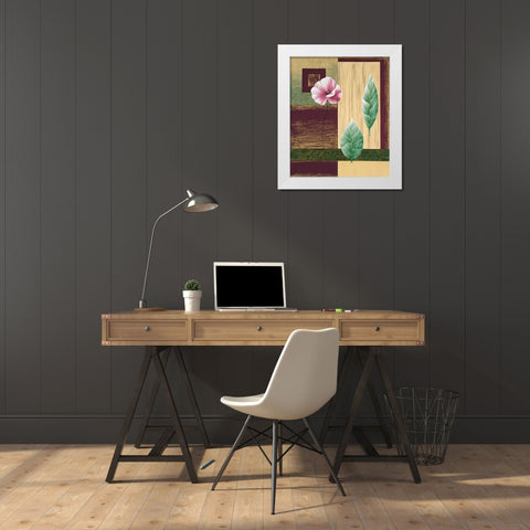 Coquelicots et feuilles I White Modern Wood Framed Art Print by Boulez, Genevieve