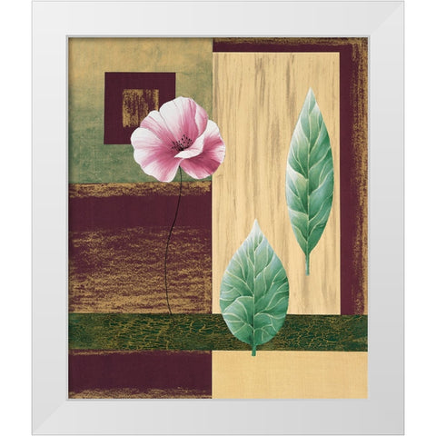 Coquelicots et feuilles I White Modern Wood Framed Art Print by Boulez, Genevieve