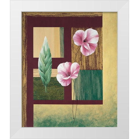 Coquelicots et feuilles II White Modern Wood Framed Art Print by Boulez, Genevieve