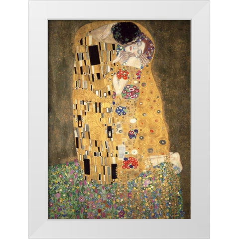 Der Kuss White Modern Wood Framed Art Print by Klimt, Gustav