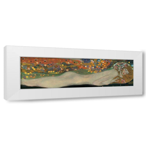Sea Serpents III White Modern Wood Framed Art Print by Klimt, Gustav