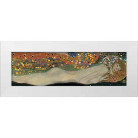 Sea Serpents III White Modern Wood Framed Art Print by Klimt, Gustav