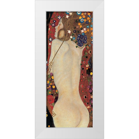 Sea Serpents IV White Modern Wood Framed Art Print by Klimt, Gustav