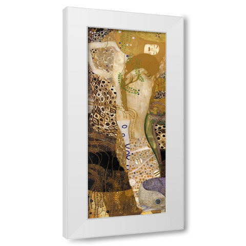 Sea Serpents II White Modern Wood Framed Art Print by Klimt, Gustav