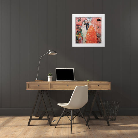 Le amiche White Modern Wood Framed Art Print by Klimt, Gustav