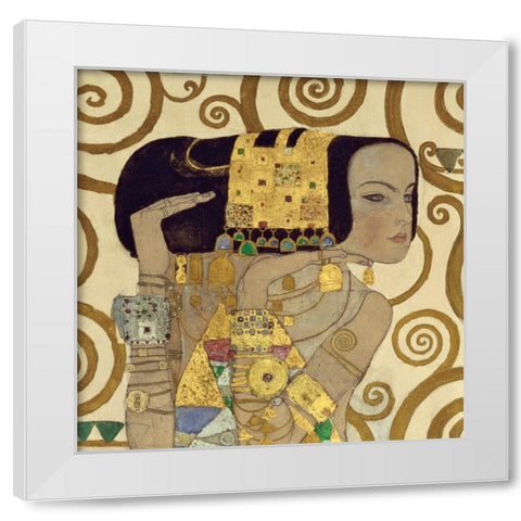 Expectation White Modern Wood Framed Art Print by Klimt, Gustav