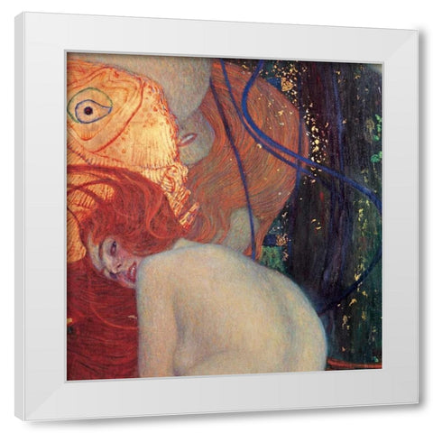 Goldfish White Modern Wood Framed Art Print by Klimt, Gustav