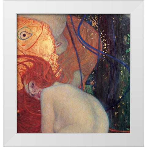 Goldfish White Modern Wood Framed Art Print by Klimt, Gustav