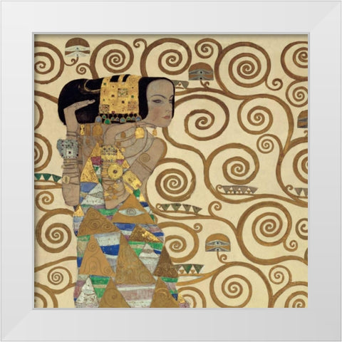 Expectation White Modern Wood Framed Art Print by Klimt, Gustav