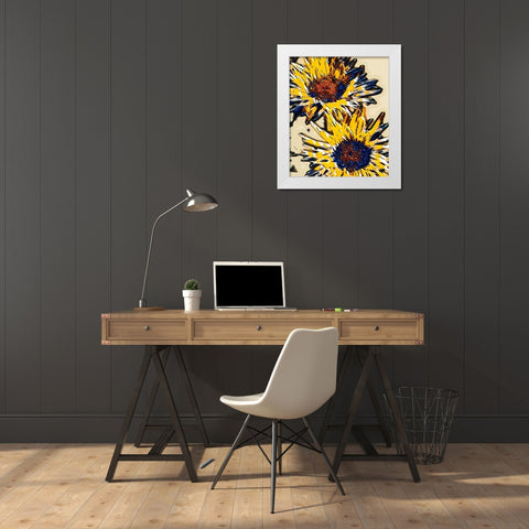 Blue and Yellow Pop White Modern Wood Framed Art Print by Bannon, Heidi