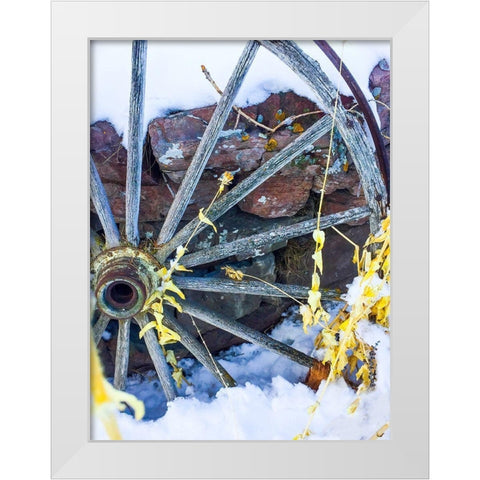 Montana Wagon Wheel I White Modern Wood Framed Art Print by Bannon, Heidi