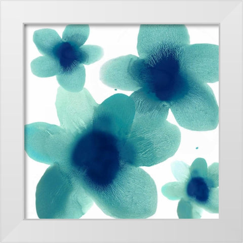 Aqua Blooms II White Modern Wood Framed Art Print by Carlson, Hannah