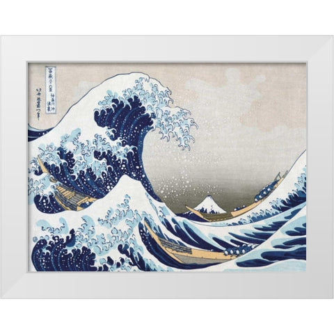 The Wave off Kanagawa White Modern Wood Framed Art Print by Hokusai