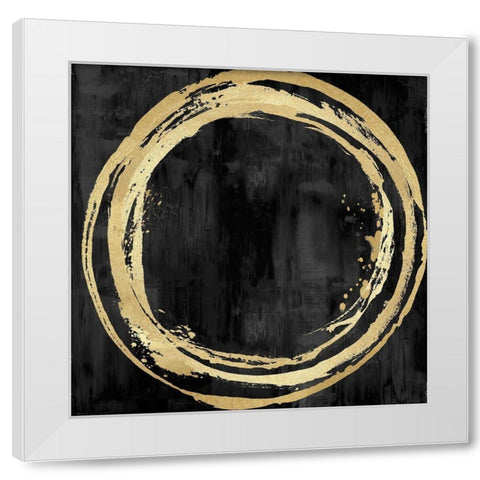 Circle Gold on Black I White Modern Wood Framed Art Print by Harris, Natalie