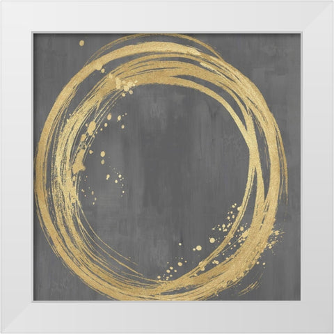 Circle Gold on Gray I White Modern Wood Framed Art Print by Harris, Natalie
