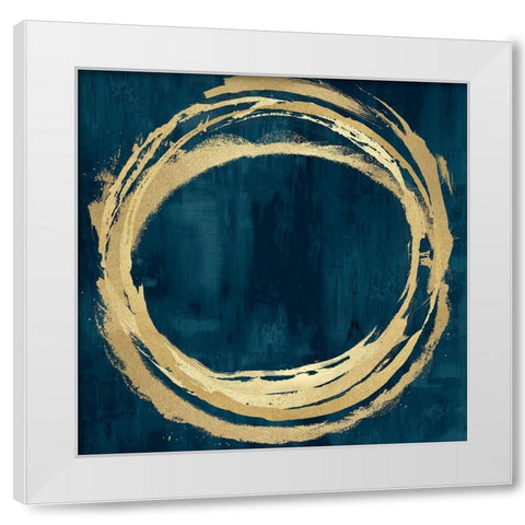 Circle Gold on Teal II White Modern Wood Framed Art Print by Harris, Natalie
