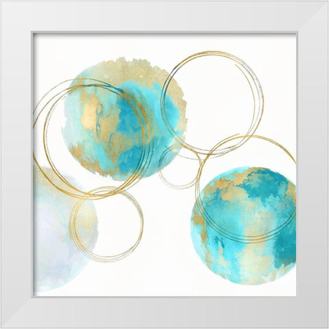 Circular Aqua and Gold II White Modern Wood Framed Art Print by Harris, Natalie