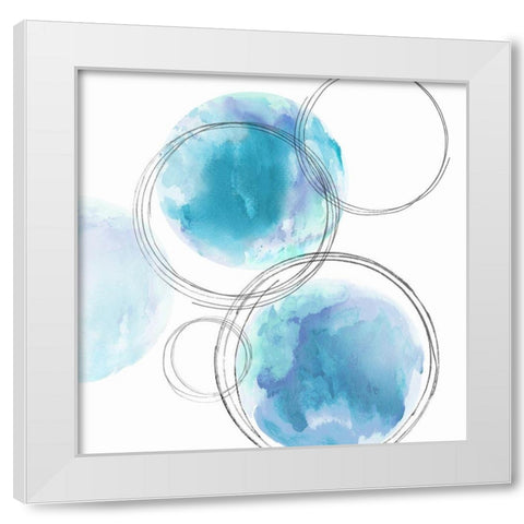 Circular Aqua I White Modern Wood Framed Art Print by Harris, Natalie