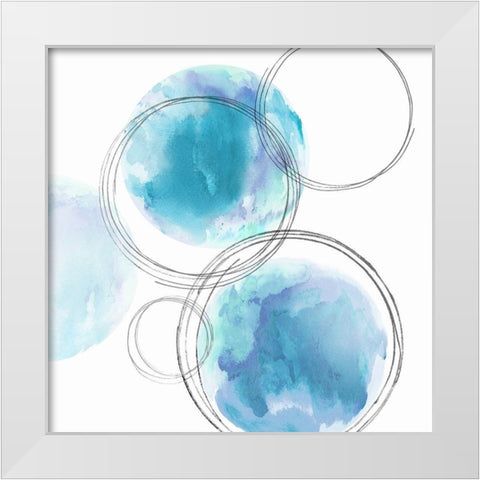 Circular Aqua I White Modern Wood Framed Art Print by Harris, Natalie
