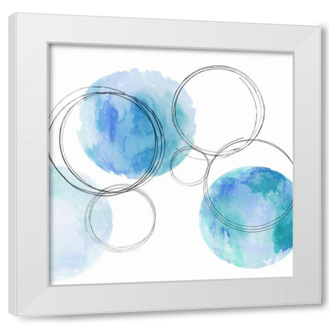 Circular Aqua II White Modern Wood Framed Art Print by Harris, Natalie